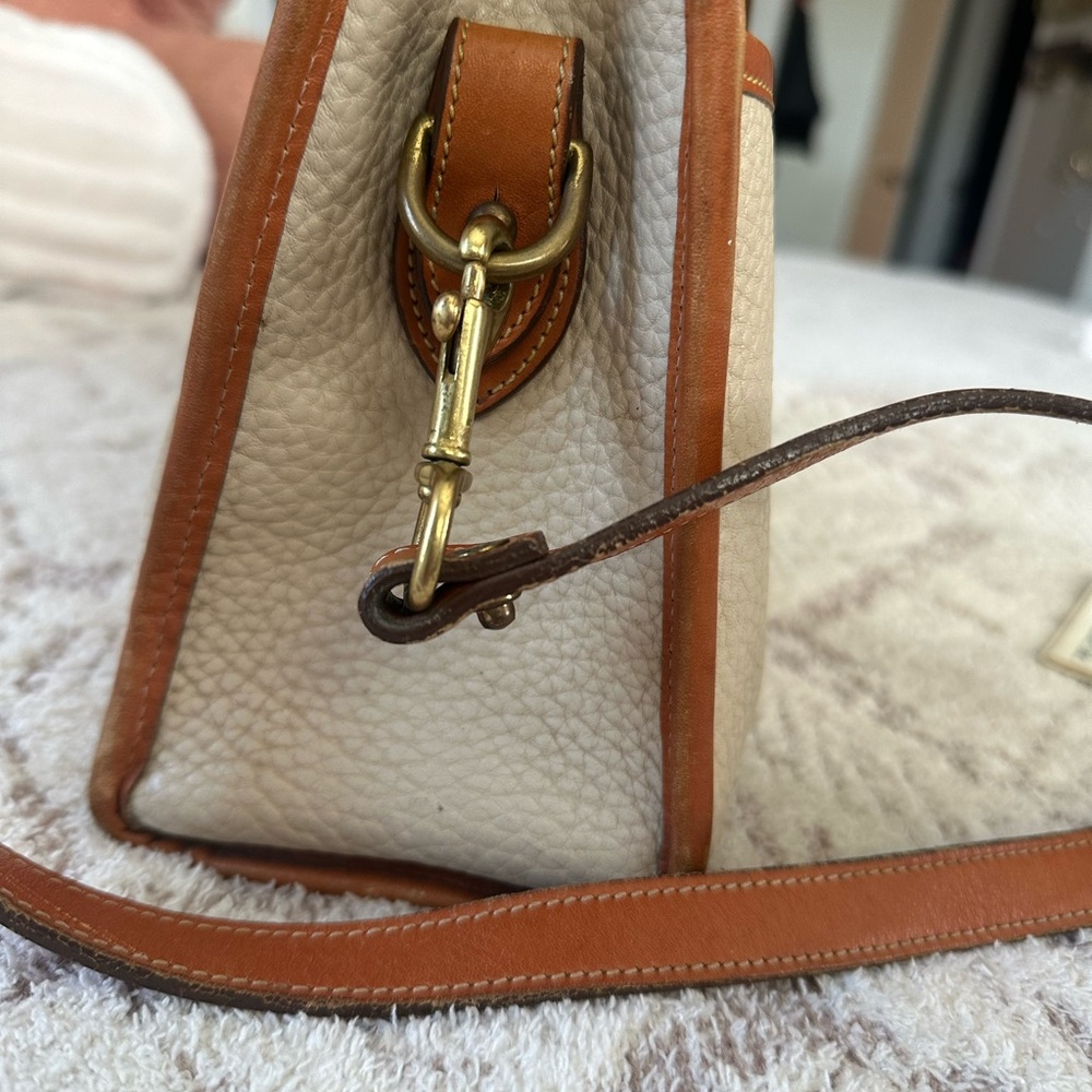 Vintage 1991 Dooney & Bourke AWL Satchel Original Receipt USA Cream Tan Leather - Picture 7 of 14